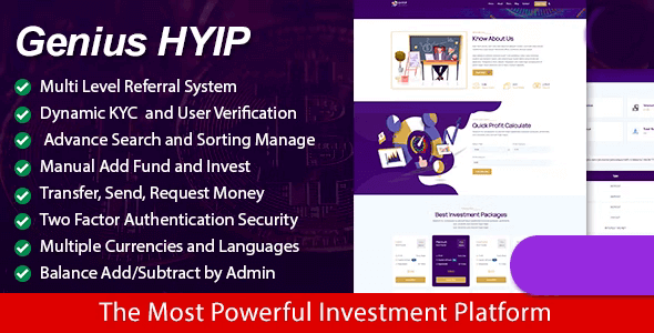 Genius HYIP v2.1 – All in One Investment Platform Source Code